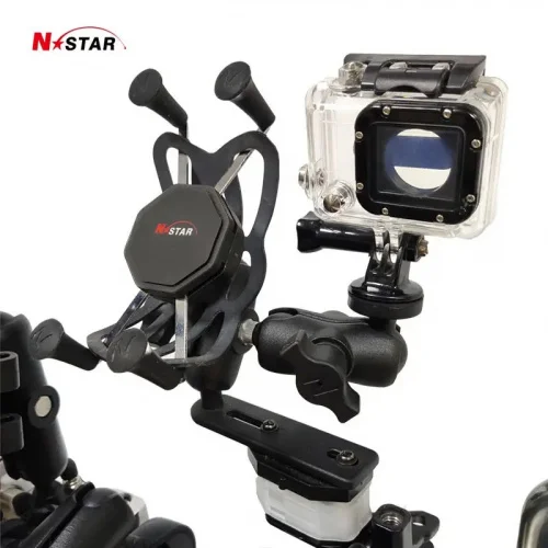 Крепление N-Star для экшн камер на тормозной бачок мотоцикла (32-75 мм между отверстиями). Шары 25 мм (1") (NS-AC-B9-BOPB) фото 4