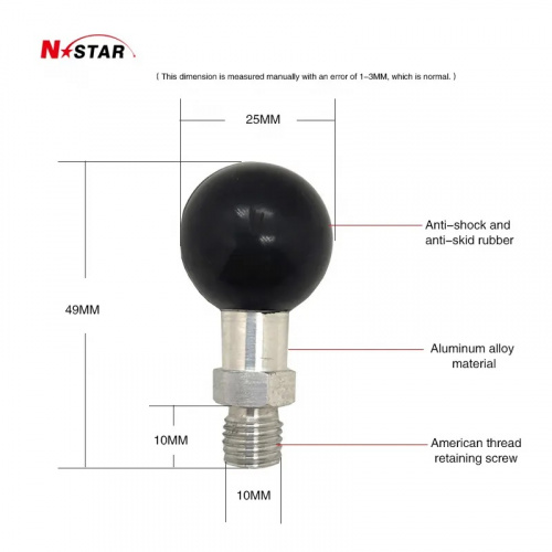Шар N-Star 25 мм (1") на 10 мм стойке с резьбой M10*1.25 (NS-BM10B) фото 3