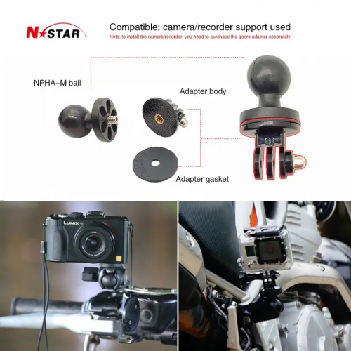 Шар N-Star 25 мм (1") с резьбой 1/4"-20 для крепления фото и видео камер, алюминий (NS-BGPB) фото 5